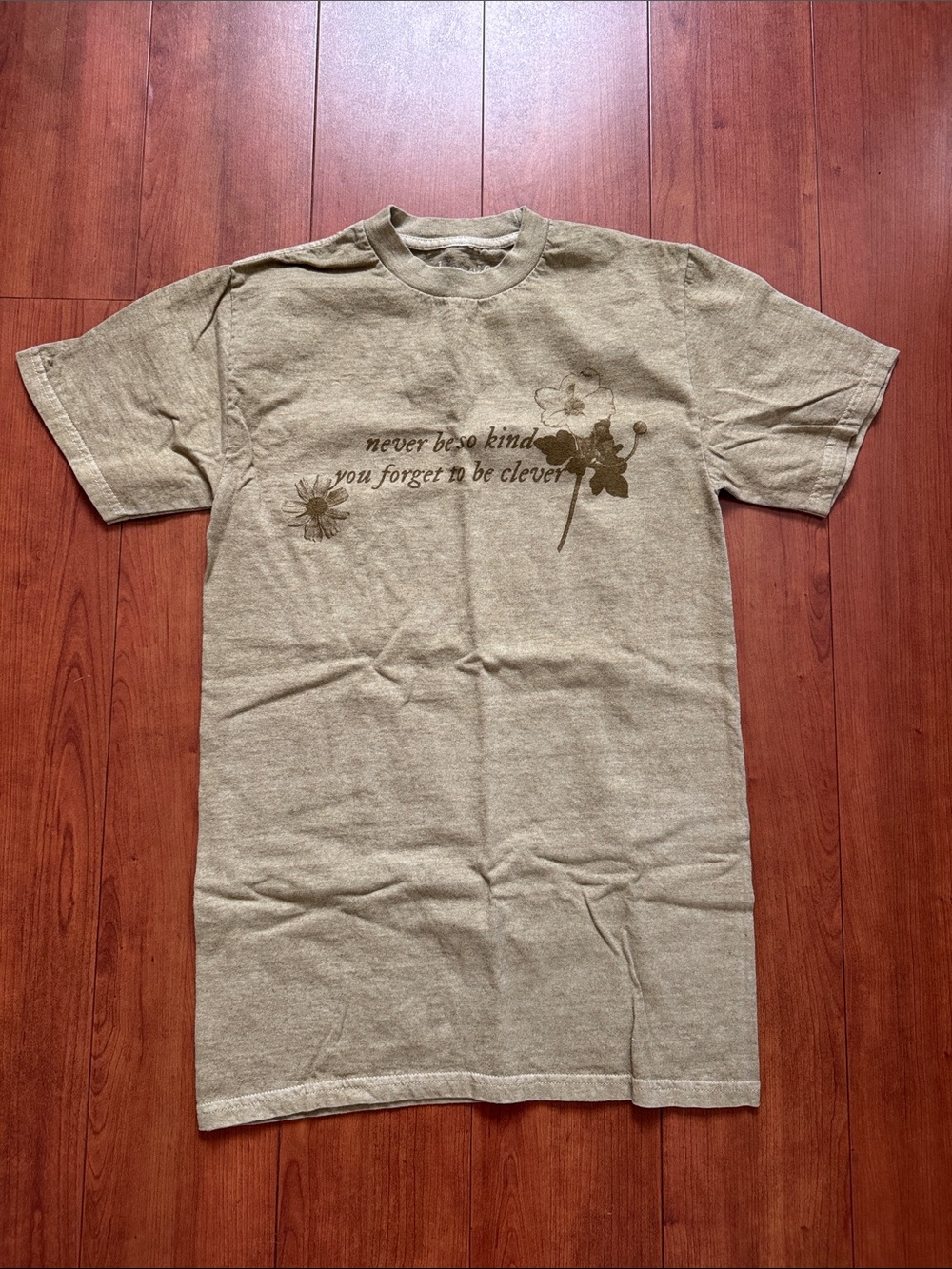 Taylor Swift Beige Graphic Short Sleeve Tee with Brown Floral Print